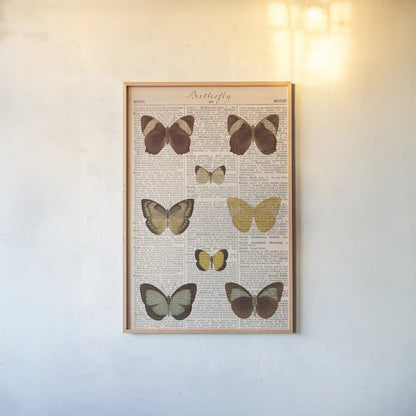American Butterflies II by Sue Schlabach. shown as a paper print in a natural frame. Available as a archival giclee rolled canvas, fine art paper, or poster print. SKU 68219h.