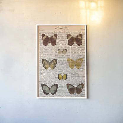 American Butterflies II by Sue Schlabach. shown as a paper print in a white frame. Available as a archival giclee rolled canvas, fine art paper, or poster print. SKU 68219h.