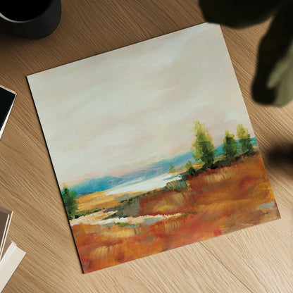 Amity Pond Sq by Sue Schlabach. Shown as a detailed flat fine art print, highlighting archival giclee quality. Available as an archival giclee rolled canvas, fine art paper, or poster print. SKU 68464a.