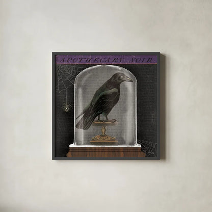 Apothecary Noir I by Sue Schlabach. Shown in a sleek black glass frame for a contemporary gallery look. Available as an archival giclee rolled canvas, fine art paper, or poster print. SKU 74886a.