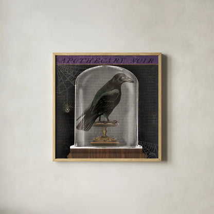 Apothecary Noir I by Sue Schlabach. Shown in a natural wood glass frame for a timeless modern aesthetic. Available as an archival giclee rolled canvas, fine art paper, or poster print. SKU 74886a.