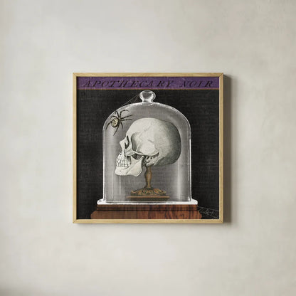 Apothecary Noir II by Sue Schlabach. Shown in a natural wood glass frame for a timeless modern aesthetic. Available as an archival giclee rolled canvas, fine art paper, or poster print. SKU 74887a.