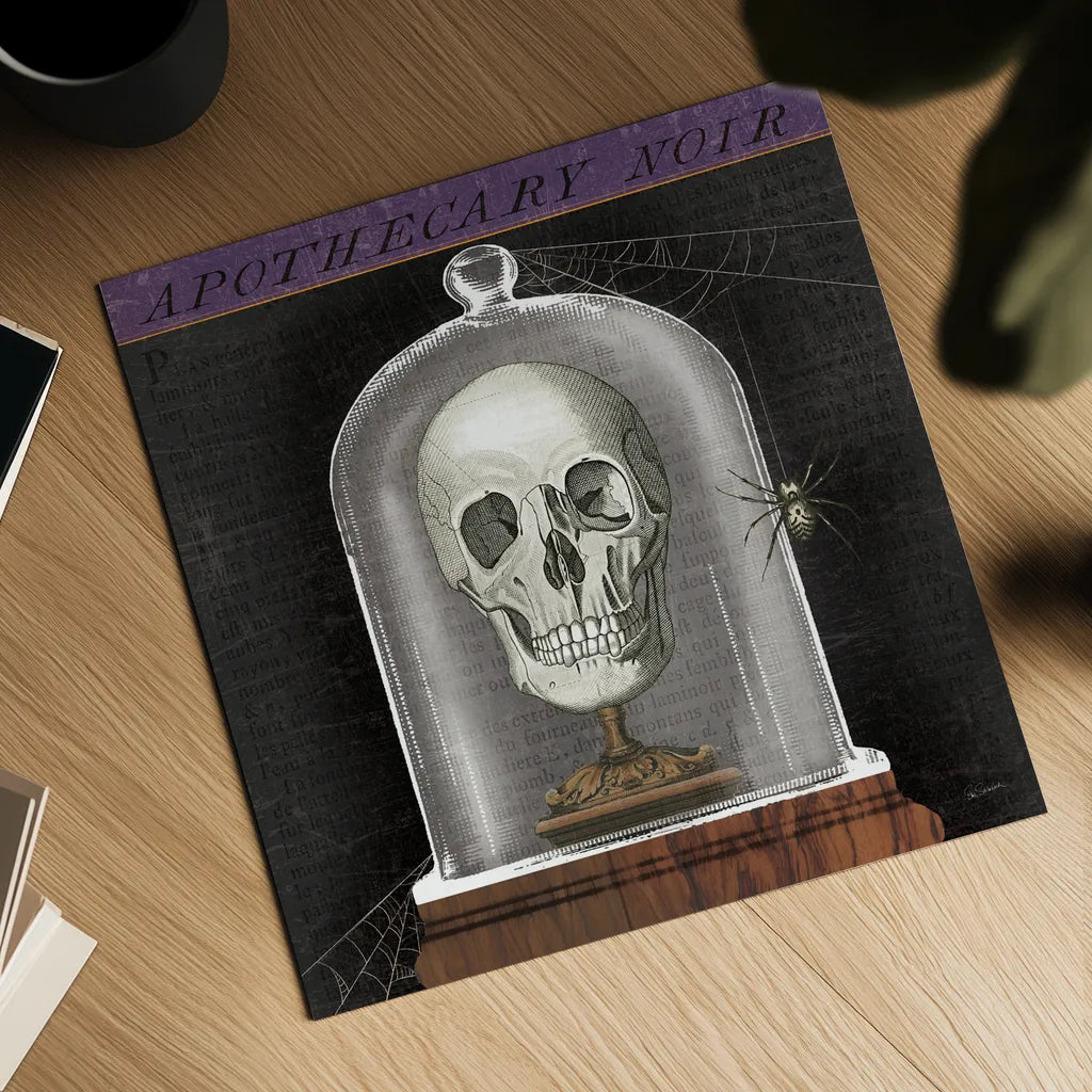 Apothecary Noir III by Sue Schlabach. Shown as a detailed flat fine art print, highlighting archival giclee quality. Available as an archival giclee rolled canvas, fine art paper, or poster print. SKU 74888a.