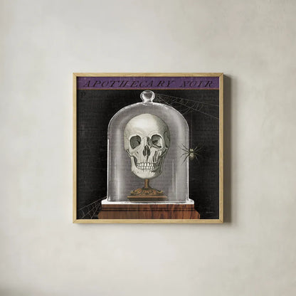 Apothecary Noir III by Sue Schlabach. Shown in a natural wood glass frame for a timeless modern aesthetic. Available as an archival giclee rolled canvas, fine art paper, or poster print. SKU 74888a.