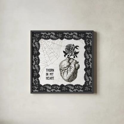 Arsenic and Anatomy I by Sue Schlabach. Shown in a sleek black glass frame for a contemporary gallery look. Available as an archival giclee rolled canvas, fine art paper, or poster print. SKU 75717a.