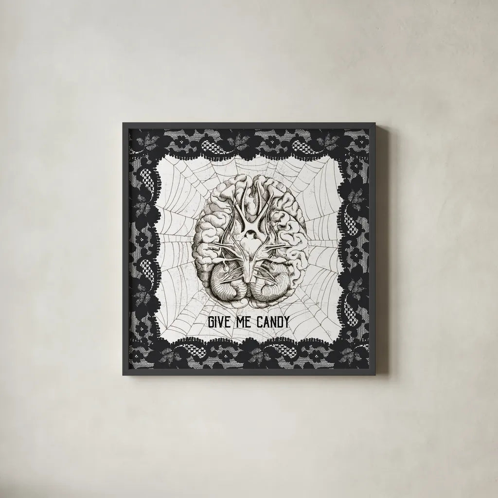 Arsenic and Anatomy III by Sue Schlabach. Shown in a sleek black glass frame for a contemporary gallery look. Available as an archival giclee rolled canvas, fine art paper, or poster print. SKU 75719a.