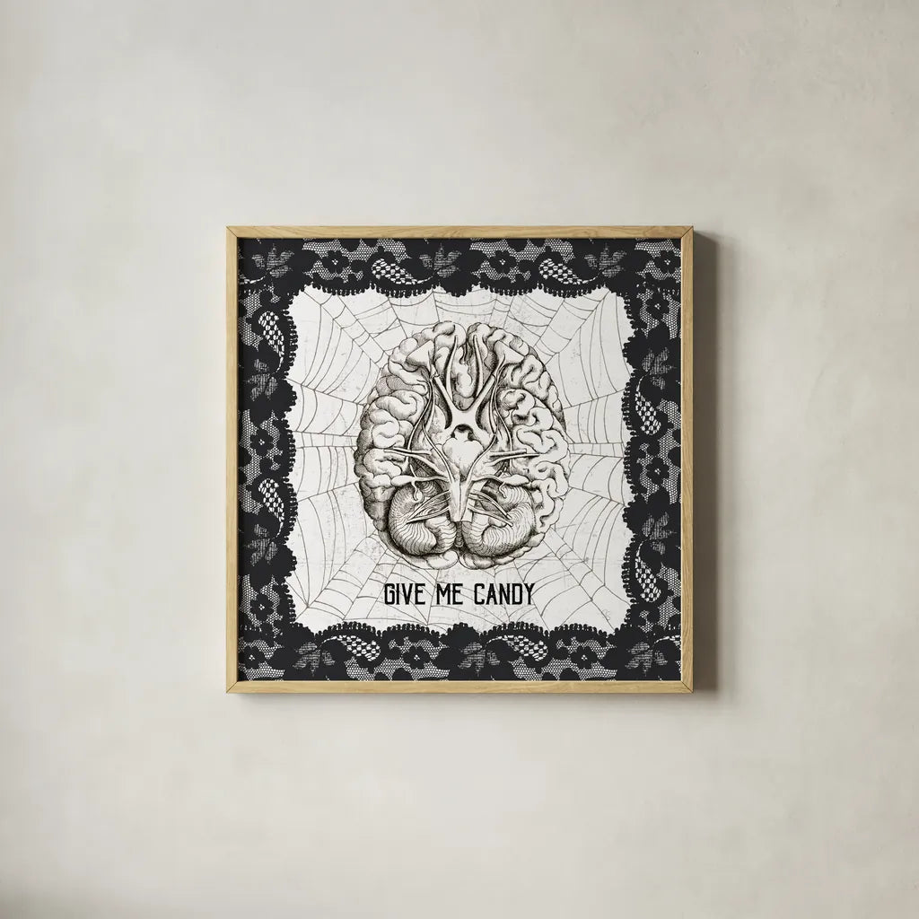 Arsenic and Anatomy III by Sue Schlabach. Shown in a natural wood glass frame for a timeless modern aesthetic. Available as an archival giclee rolled canvas, fine art paper, or poster print. SKU 75719a.