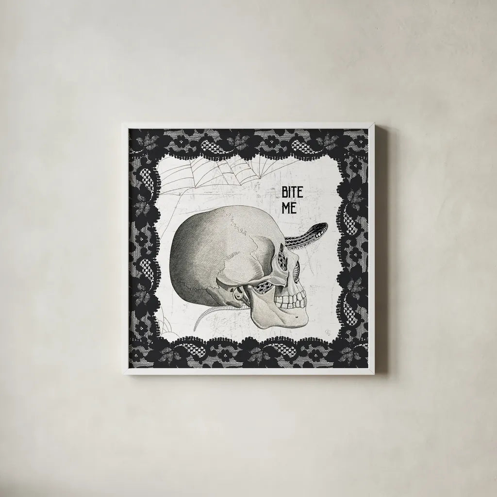 Arsenic and Anatomy V by Sue Schlabach. Shown in a crisp white glass frame for a clean and minimalist style. Available as an archival giclee rolled canvas, fine art paper, or poster print. SKU 75721a.