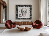 Arsenic and Anatomy VI by Sue Schlabach. Shown as extra-large giant wall art in a modern living room. Available as an archival giclee rolled canvas, fine art paper, or poster print. SKU 75722a.