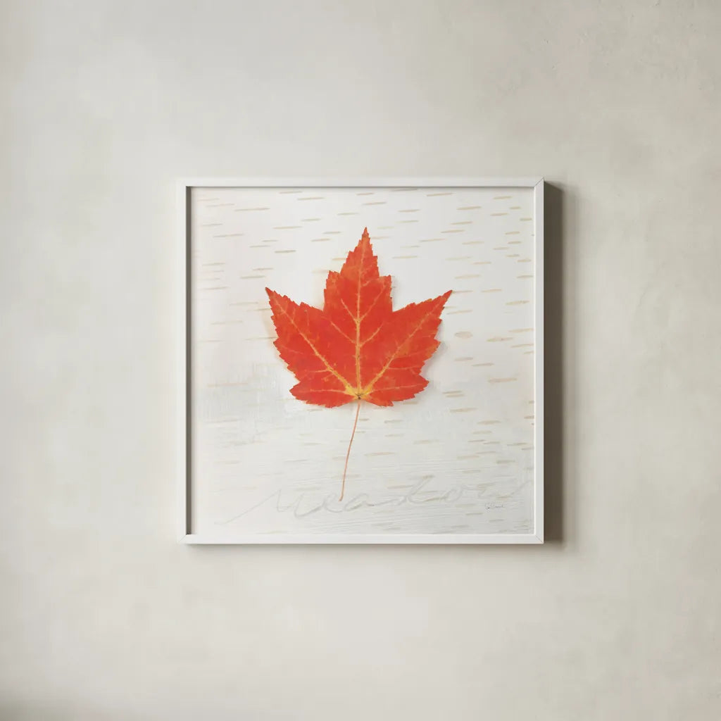 Autumn Colors I by Sue Schlabach. Shown in a crisp white glass frame for a clean and minimalist style. Available as an archival giclee rolled canvas, fine art paper, or poster print. SKU 29345a.