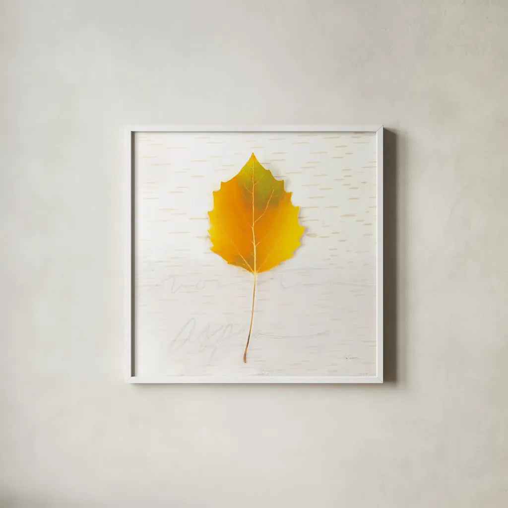 Autumn Colors III by Sue Schlabach. Shown in a crisp white glass frame for a clean and minimalist style. Available as an archival giclee rolled canvas, fine art paper, or poster print. SKU 29347a.