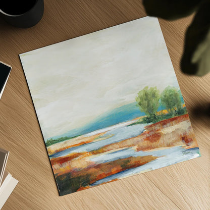 Autumn Wetland by Sue Schlabach. Shown as a detailed flat fine art print, highlighting archival giclee quality. Available as an archival giclee rolled canvas, fine art paper, or poster print. SKU 82693a.