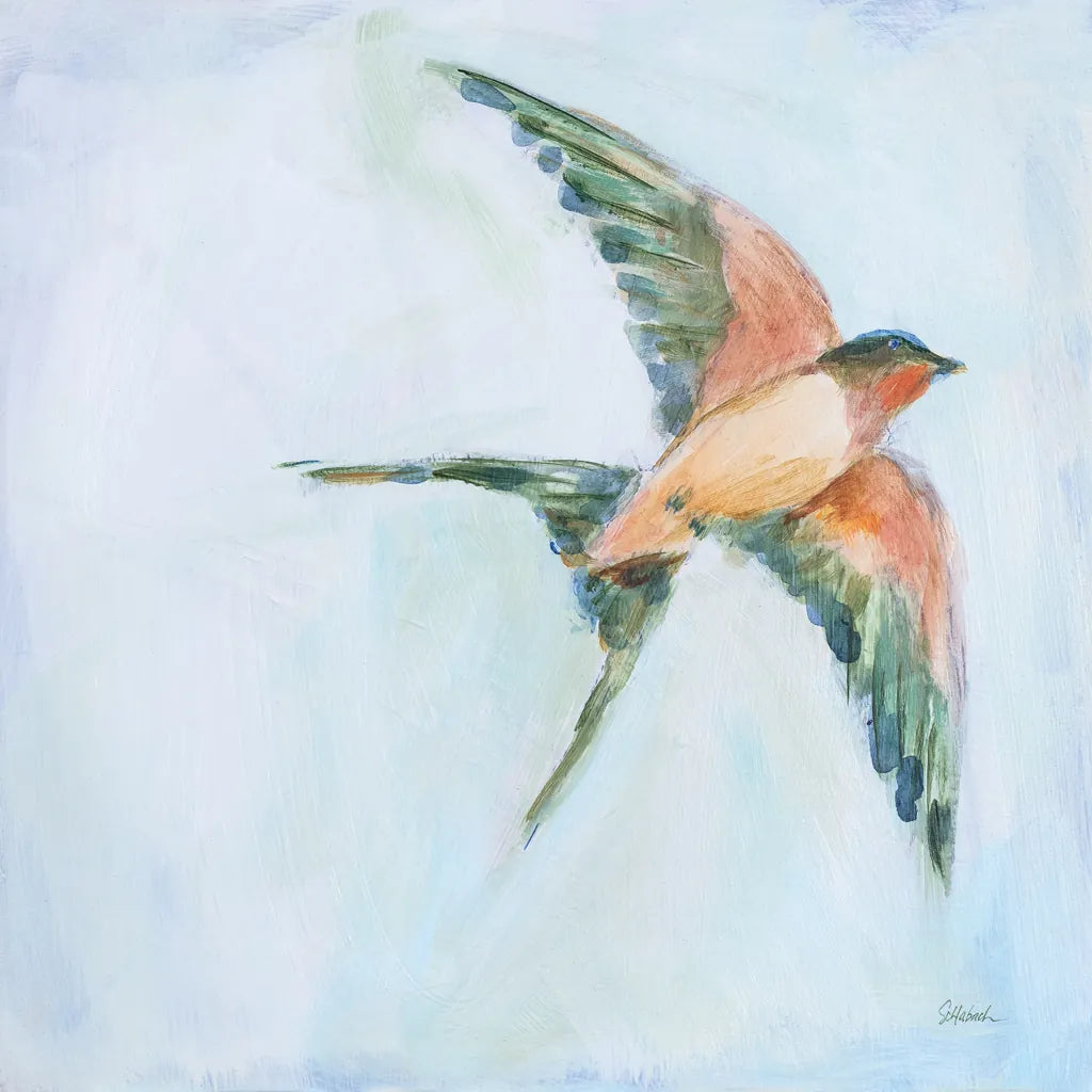 Barn Swallow Flight II by Sue Schlabach. SKU 84228a. Archival Giclee Fine art print for wall decor.