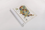Barnboard Map by Sue Schlabach. shown as a rolled paper print. Available as archival giclee rolled canvas, fine art paper, or poster print. SKU 23967i.