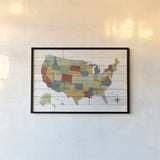 Barnboard Map no Words by Sue Schlabach. shown as a paper print in a black flame. Available as a archival giclee rolled canvas, fine art paper, or poster print. SKU 38870i.