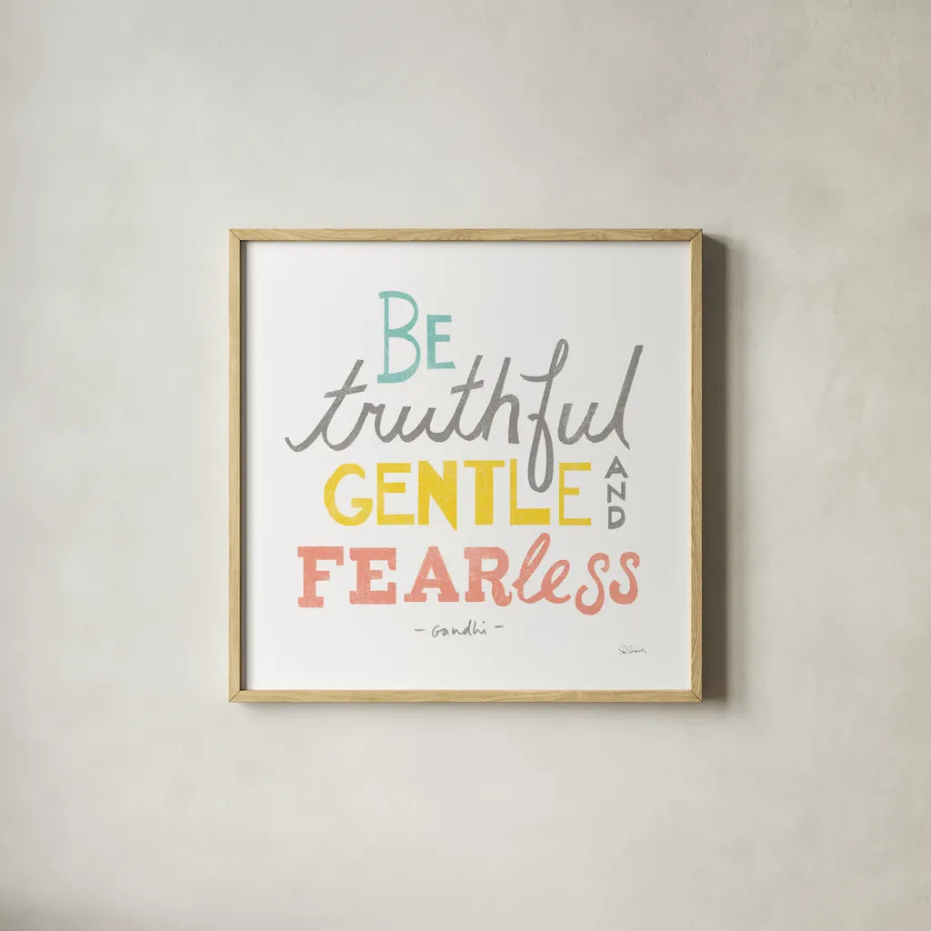 Be Truthful by Sue Schlabach. Shown in a natural wood glass frame for a timeless modern aesthetic. Available as an archival giclee rolled canvas, fine art paper, or poster print. SKU 48725a.