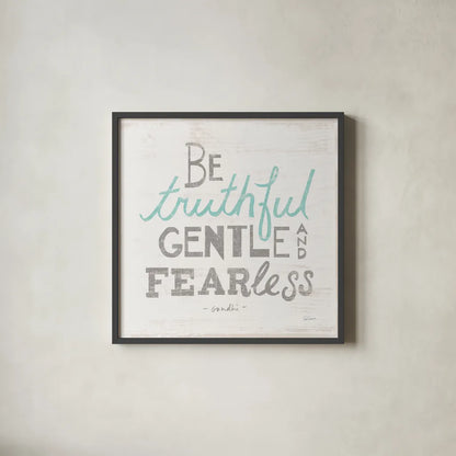 Be Truthful Gray by Sue Schlabach. Shown in a sleek black glass frame for a contemporary gallery look. Available as an archival giclee rolled canvas, fine art paper, or poster print. SKU 56408a.