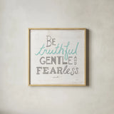 Be Truthful Gray by Sue Schlabach. Shown in a natural wood glass frame for a timeless modern aesthetic. Available as an archival giclee rolled canvas, fine art paper, or poster print. SKU 56408a.