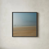 Beach Stroll no Border by Sue Schlabach. Shown in a sleek black glass frame for a contemporary gallery look. Available as an archival giclee rolled canvas, fine art paper, or poster print. SKU 10606a.