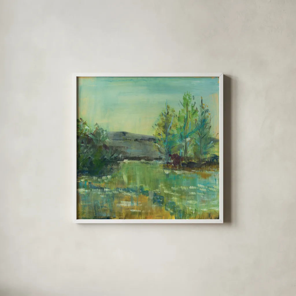 Beautiful Life by Sue Schlabach. Shown in a crisp white glass frame for a clean and minimalist style. Available as an archival giclee rolled canvas, fine art paper, or poster print. SKU 38101a.