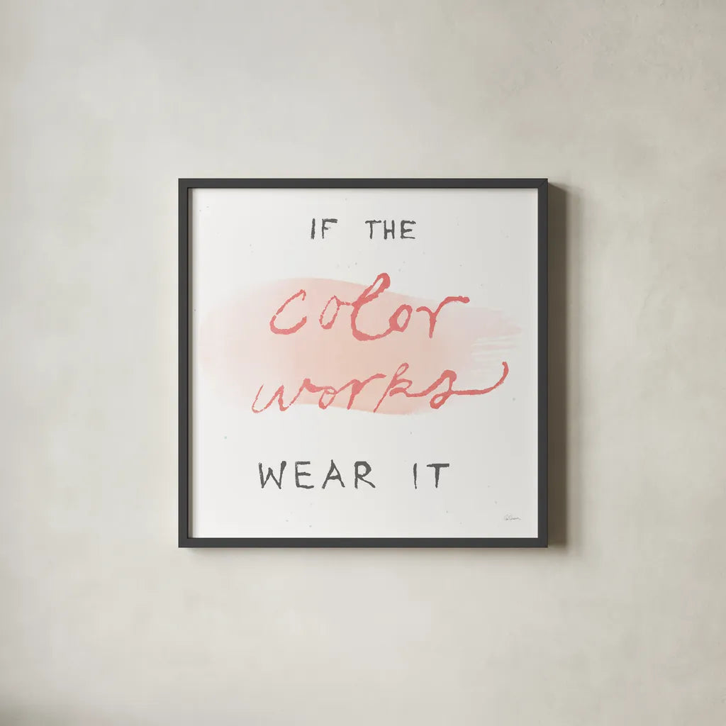 Beauty and Sass VIII by Sue Schlabach. Shown in a sleek black glass frame for a contemporary gallery look. Available as an archival giclee rolled canvas, fine art paper, or poster print. SKU 31313a.