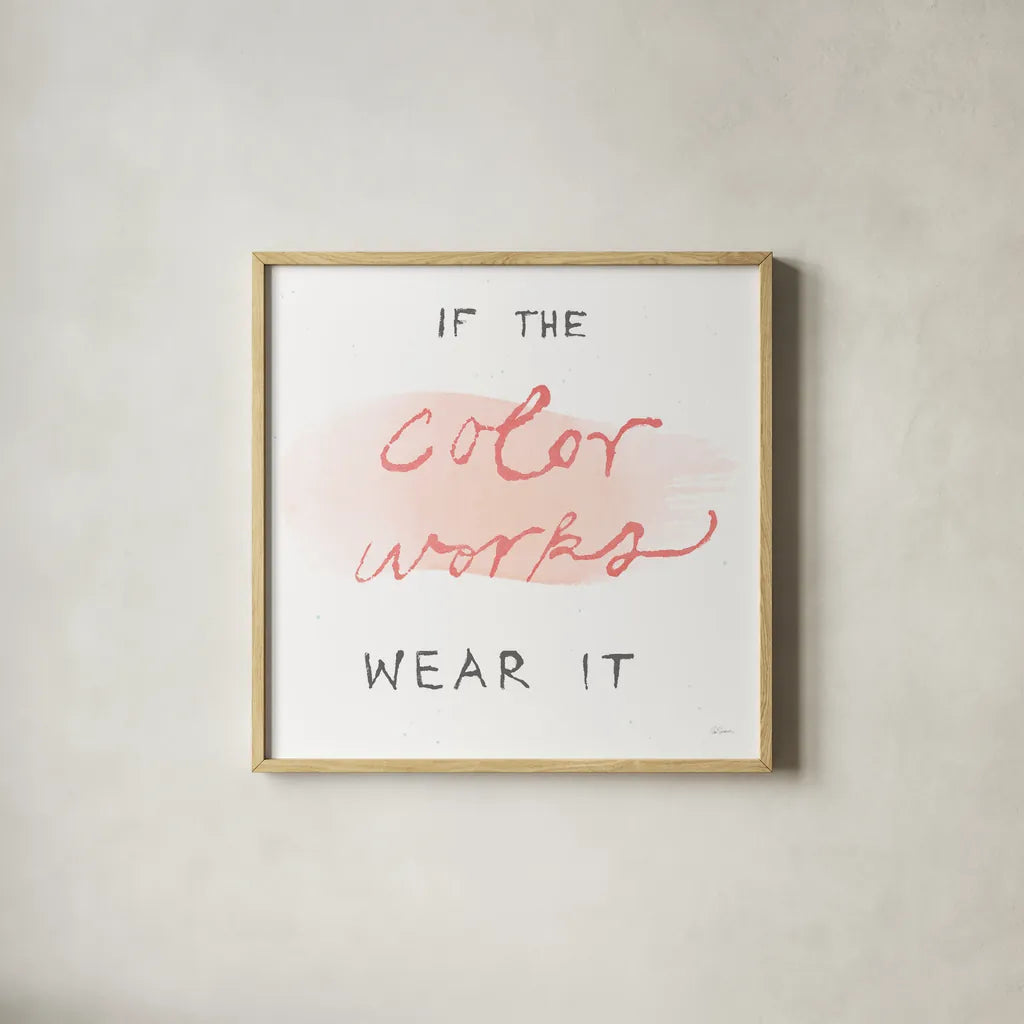 Beauty and Sass VIII by Sue Schlabach. Shown in a natural wood glass frame for a timeless modern aesthetic. Available as an archival giclee rolled canvas, fine art paper, or poster print. SKU 31313a.