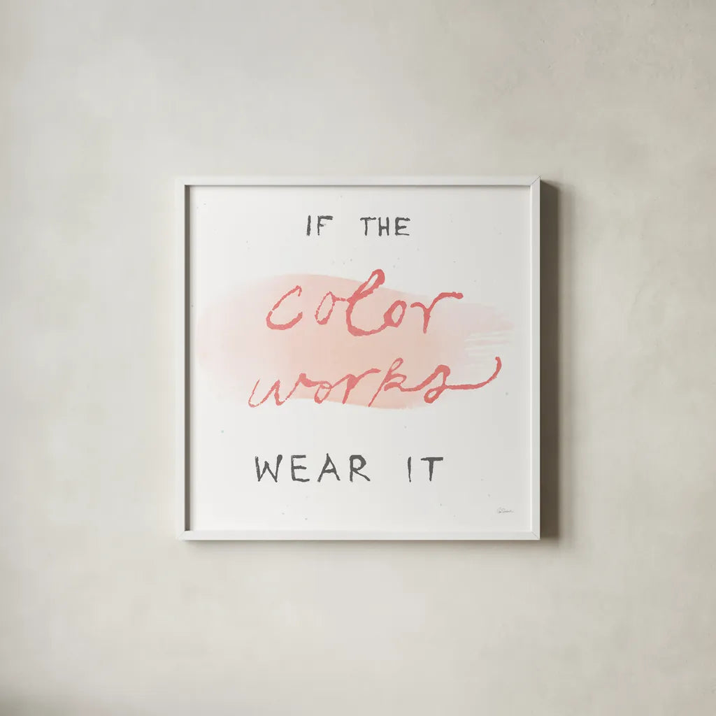 Beauty and Sass VIII by Sue Schlabach. Shown in a crisp white glass frame for a clean and minimalist style. Available as an archival giclee rolled canvas, fine art paper, or poster print. SKU 31313a.