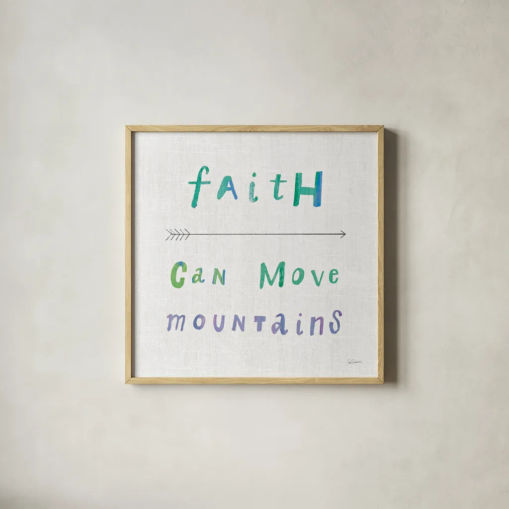 Beliefs I by Sue Schlabach. Shown in a natural wood glass frame for a timeless modern aesthetic. Available as an archival giclee rolled canvas, fine art paper, or poster print. SKU 35182a.