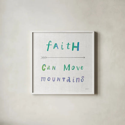 Beliefs I by Sue Schlabach. Shown in a crisp white glass frame for a clean and minimalist style. Available as an archival giclee rolled canvas, fine art paper, or poster print. SKU 35182a.