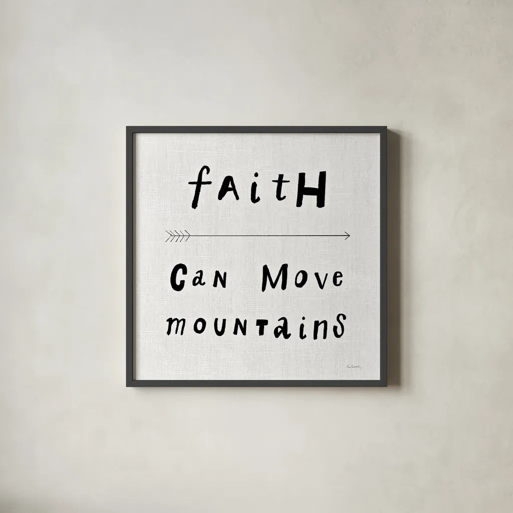 Beliefs I BW by Sue Schlabach. Shown in a sleek black glass frame for a contemporary gallery look. Available as an archival giclee rolled canvas, fine art paper, or poster print. SKU 35185a.