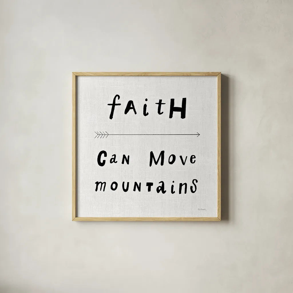 Beliefs I BW by Sue Schlabach. Shown in a natural wood glass frame for a timeless modern aesthetic. Available as an archival giclee rolled canvas, fine art paper, or poster print. SKU 35185a.