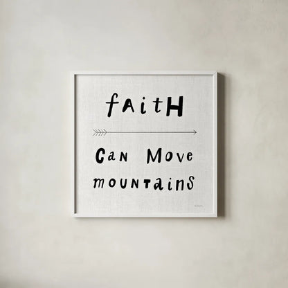 Beliefs I BW by Sue Schlabach. Shown in a crisp white glass frame for a clean and minimalist style. Available as an archival giclee rolled canvas, fine art paper, or poster print. SKU 35185a.