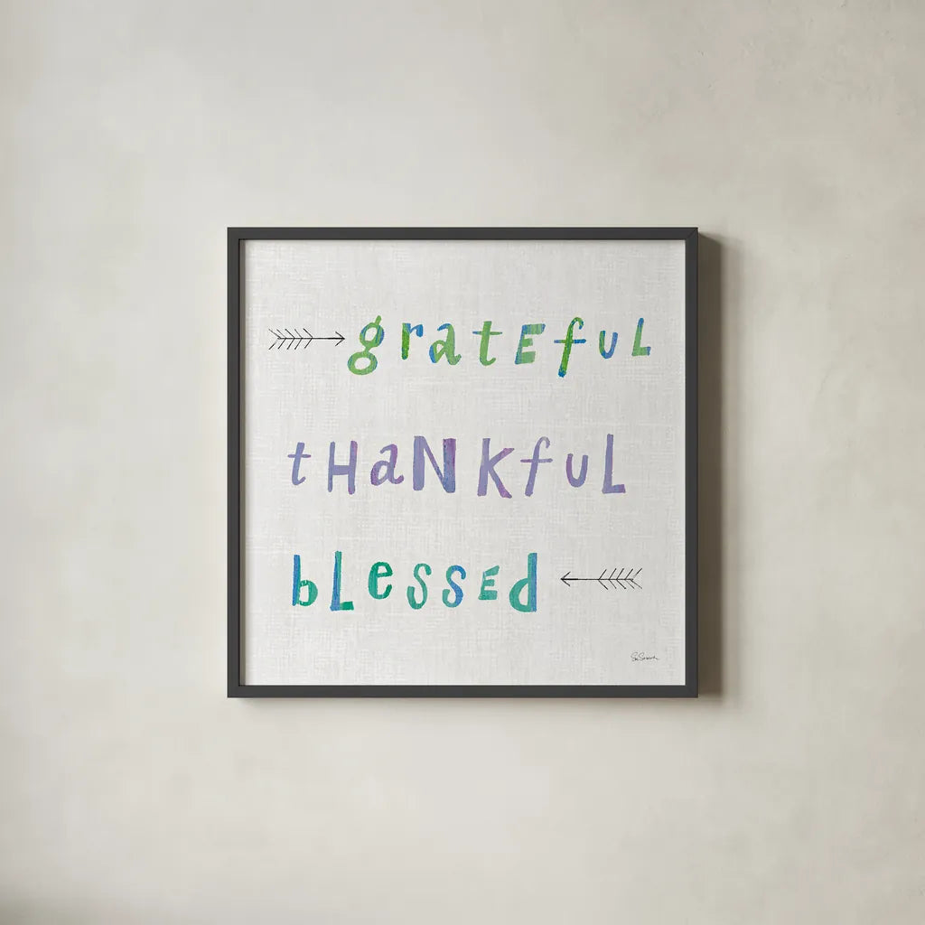 Beliefs II by Sue Schlabach. Shown in a sleek black glass frame for a contemporary gallery look. Available as an archival giclee rolled canvas, fine art paper, or poster print. SKU 35183a.