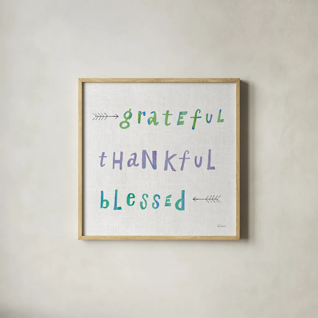 Beliefs II by Sue Schlabach. Shown in a natural wood glass frame for a timeless modern aesthetic. Available as an archival giclee rolled canvas, fine art paper, or poster print. SKU 35183a.