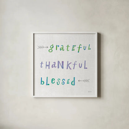 Beliefs II by Sue Schlabach. Shown in a crisp white glass frame for a clean and minimalist style. Available as an archival giclee rolled canvas, fine art paper, or poster print. SKU 35183a.