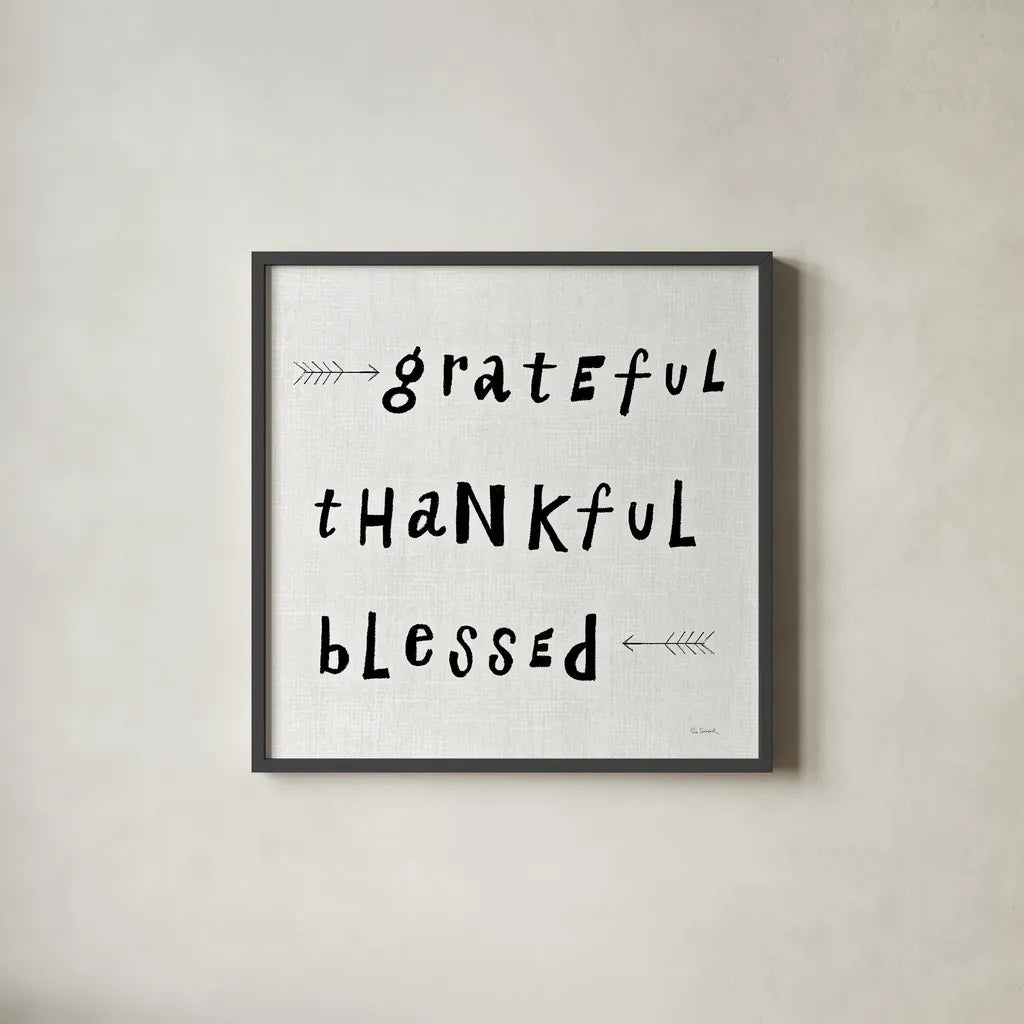 Beliefs II BW by Sue Schlabach. Shown in a sleek black glass frame for a contemporary gallery look. Available as an archival giclee rolled canvas, fine art paper, or poster print. SKU 35186a.