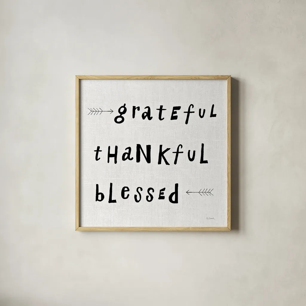 Beliefs II BW by Sue Schlabach. Shown in a natural wood glass frame for a timeless modern aesthetic. Available as an archival giclee rolled canvas, fine art paper, or poster print. SKU 35186a.