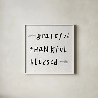 Beliefs II BW by Sue Schlabach. Shown in a crisp white glass frame for a clean and minimalist style. Available as an archival giclee rolled canvas, fine art paper, or poster print. SKU 35186a.