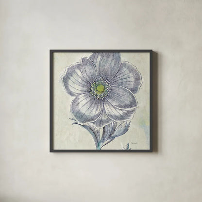 Belle Fleur II by Sue Schlabach. Shown in a sleek black glass frame for a contemporary gallery look. Available as an archival giclee rolled canvas, fine art paper, or poster print. SKU 20084a.