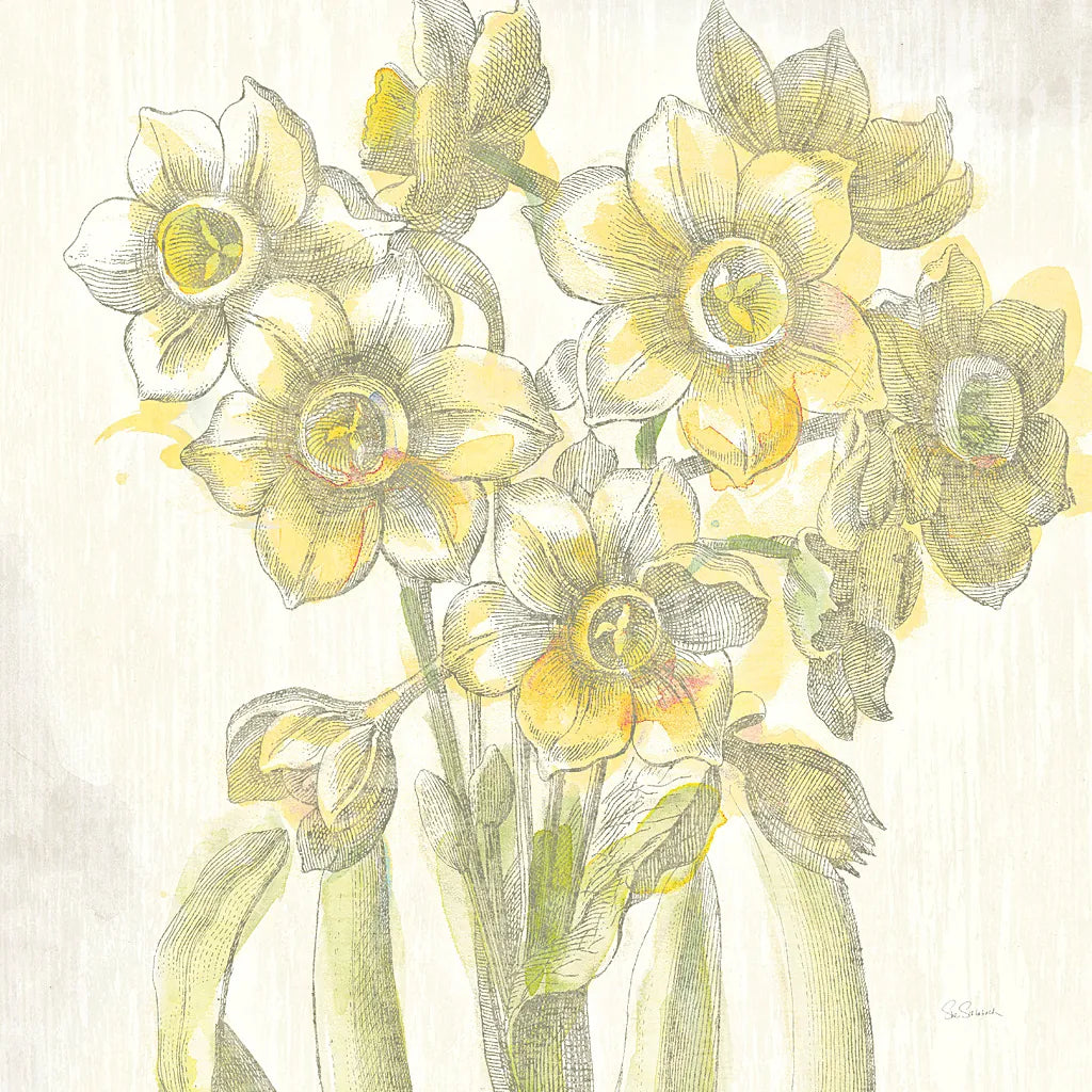 Belle Fleur Yellow IV by Sue Schlabach. SKU 18649a. Archival Giclee Fine art print for wall decor.