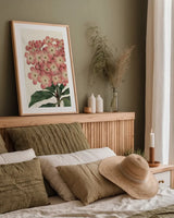 Bicolor Phlox Botany No Words by Sue Schlabach. shown as a paper print in a natural frame. Available as a archival giclee rolled canvas, fine art paper, or poster print. SKU 44803h.