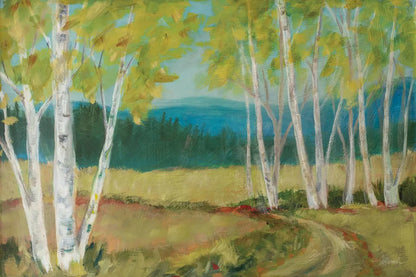 Birch Road by Sue Schlabach. SKU 68634i. Archival Giclee Fine art print for wall decor.