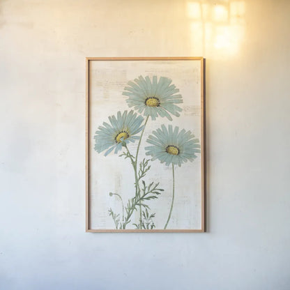 Bloemen Boek IV v2 by Sue Schlabach. shown as a paper print in a natural frame. Available as a archival giclee rolled canvas, fine art paper, or poster print. SKU 72088h.