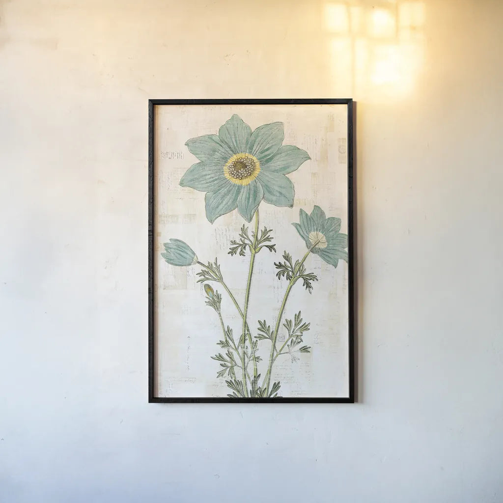 Bloemen Boek VII by Sue Schlabach. shown as a paper print in a black flame. Available as a archival giclee rolled canvas, fine art paper, or poster print. SKU 28497h.