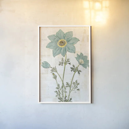 Bloemen Boek VII by Sue Schlabach. shown as a paper print in a white frame. Available as a archival giclee rolled canvas, fine art paper, or poster print. SKU 28497h.