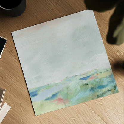 Blue Horizon Sq II by Sue Schlabach. Shown as a detailed flat fine art print, highlighting archival giclee quality. Available as an archival giclee rolled canvas, fine art paper, or poster print. SKU 69559a.