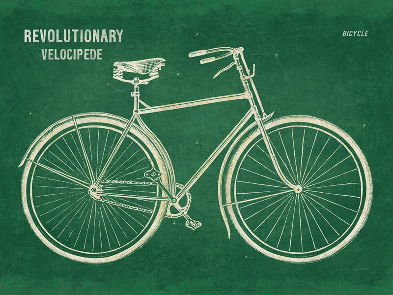 Blueprint Bicycle Flipped Green by Sue Schlabach