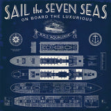 Blueprint Luxury Liner by Sue Schlabach. SKU 13698a. Archival Giclee Fine art print for wall decor.