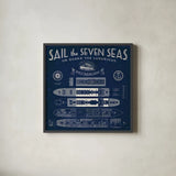Blueprint Luxury Liner by Sue Schlabach. Shown in a sleek black glass frame for a contemporary gallery look. Available as an archival giclee rolled canvas, fine art paper, or poster print. SKU 13698a.
