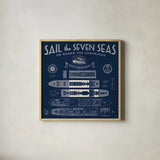 Blueprint Luxury Liner by Sue Schlabach. Shown in a natural wood glass frame for a timeless modern aesthetic. Available as an archival giclee rolled canvas, fine art paper, or poster print. SKU 13698a.